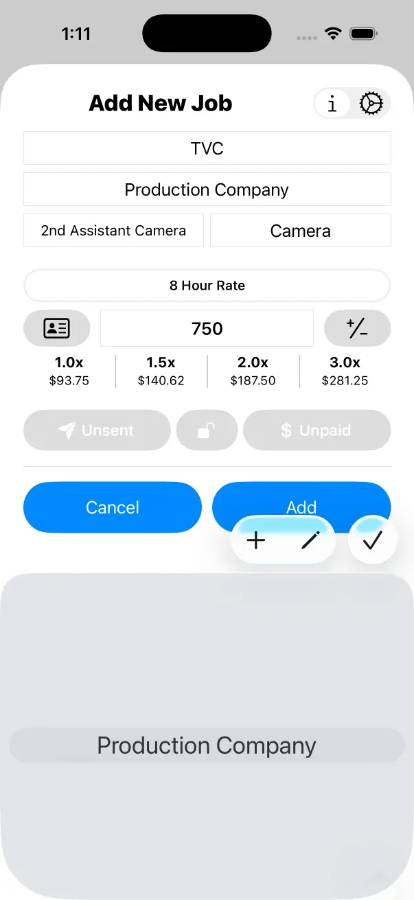 Enter Job Name and Production Company