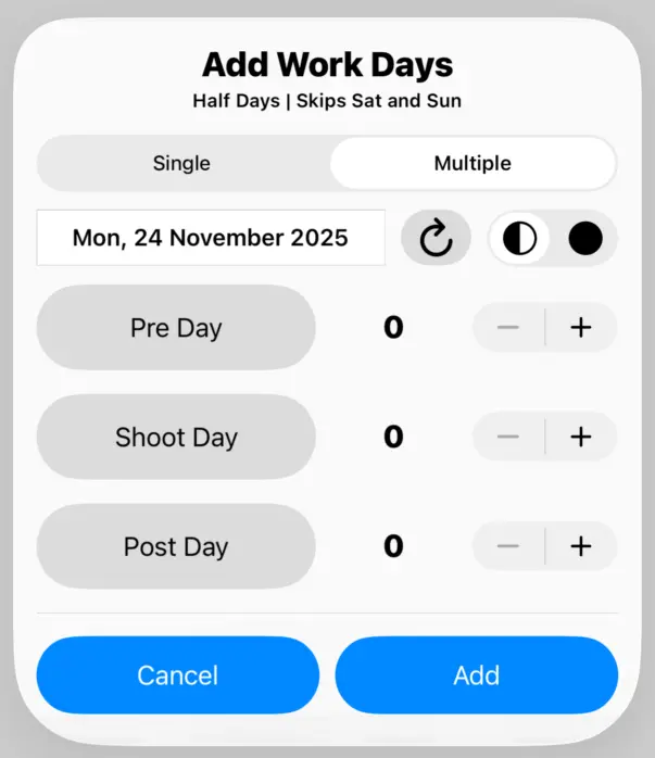 Select 'Half Day' If Required