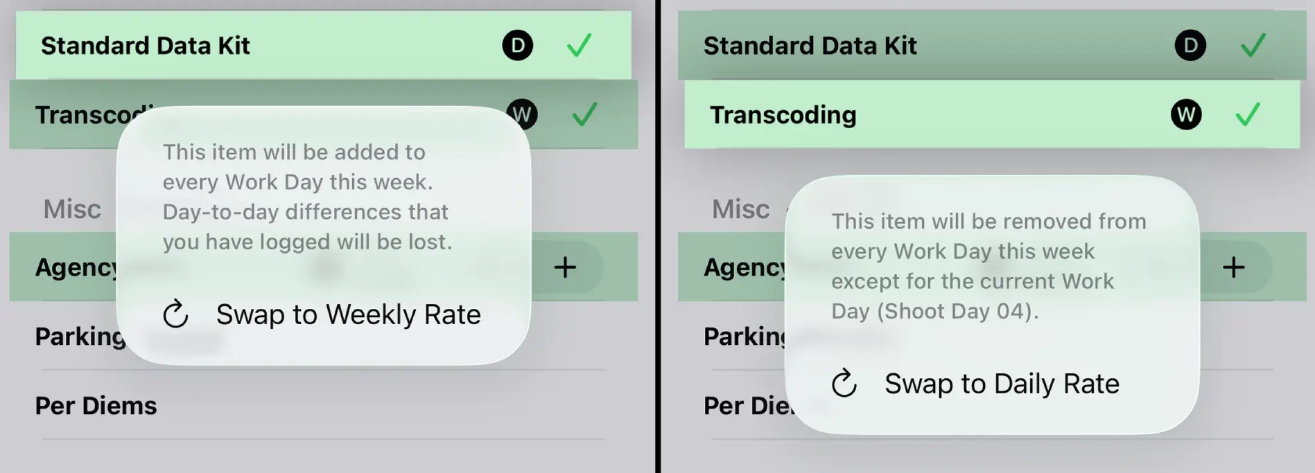 Swap Between Daily/Weekly Rate