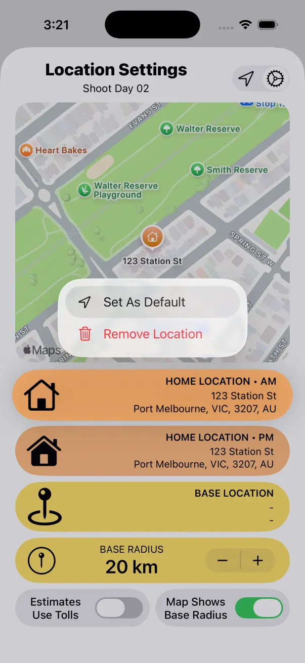 Set as Default Home Location