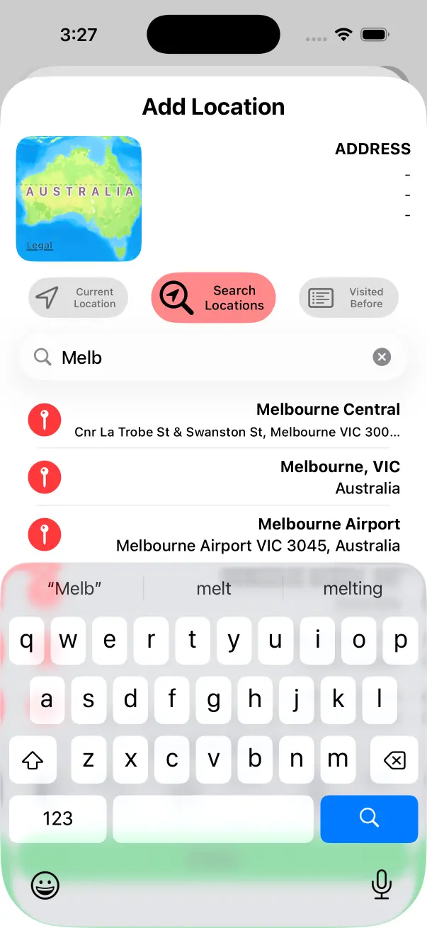 Type in City Address