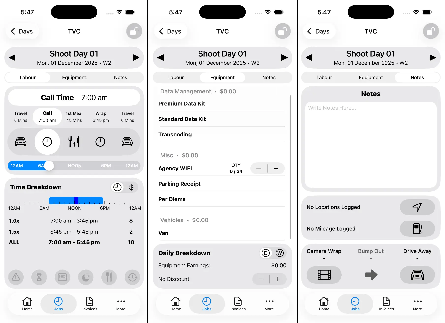 Logging Work Days Screens